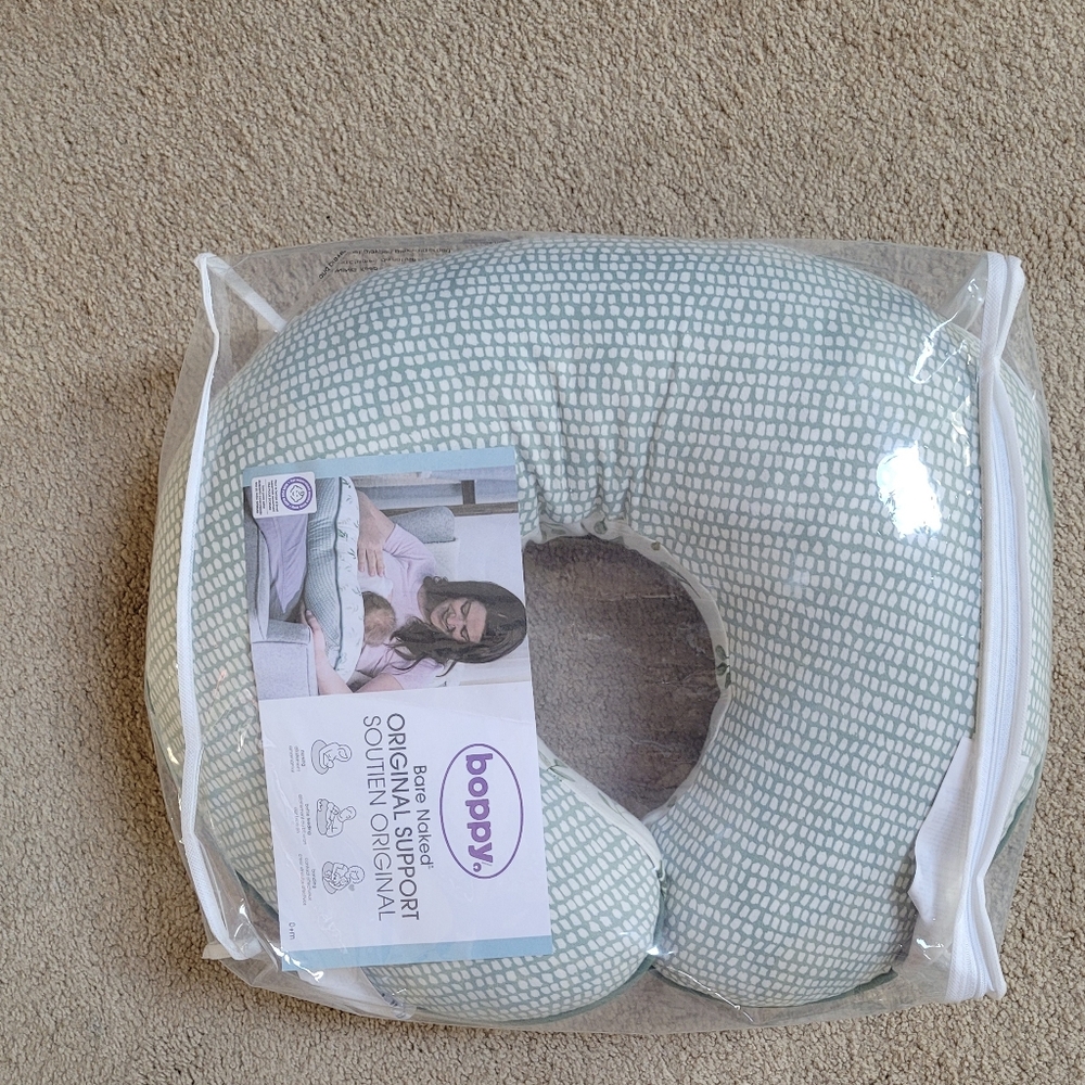 Boppy Original Support Nursing Pillow With Green Leaf Cover - Picture 6 of 8